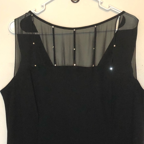 Jones New York Elegant Sleeveless Dress Sheer Neckline Cowl Back Black Size 16W - Picture 2 of 8